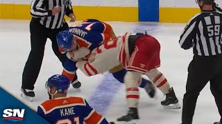 Oilers Mattias Janmark and Flames Blake Coleman Ignite Battle Of Alberta Rivalry In Heated Brawl [upl. by Assil]