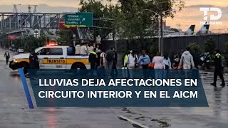 Lluvia deja severas afectaciones en Circuito interior y AICM personas son auxiliadas por policías [upl. by Hpesojnhoj]