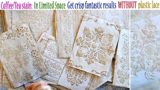 CoffeeTea dye paper Massmake stunning journal pages with stencils WITHOUT plastic lace [upl. by Mcmath]