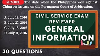 CIVIL SERVICE EXAM – GENERAL INFORMATION 2024 REVIEWER 30 QUESTIONS [upl. by Alexandros]