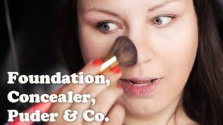 FOUNDATION ROUTINE deutsch richtig auftragen mit Pinsel Schwamm Primer Make up Concealer Puder [upl. by Kalin]