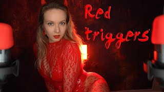 ASMR Red triggers 💝 Red mood for Christmas 🎁 [upl. by Aerdnak781]