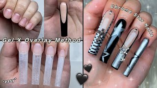 CHROME STAR GEL X NAILS✨ GEL X OVERLAY METHOD amp EASY STAR NAIL ART  Nail Tutorial [upl. by Assennej886]