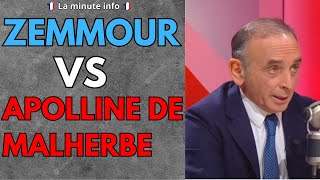 ERIC ZEMMOUR VS APOLLINE DE MALHERBE SUR BFM TV  ELLE BOUCLE SUR LULTRA DROITE PENDANT 15 MINUTES [upl. by Trace]