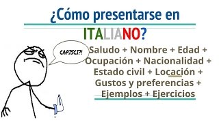 Como presentarse en Italiano Como dar y pedir informacion personal en Italiano [upl. by Vinna]