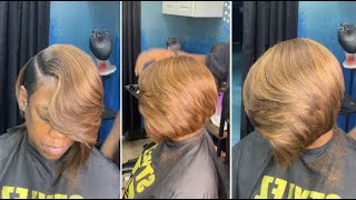 Easy amp Quick Short Layers Bob Haircut With Asymmetrical amp Graduation  Bob Hairstyle Women [upl. by Guise130]