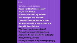 Grimace shake song lyrics [upl. by Ivey661]