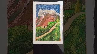 Beautiful pointillism landscape paintingshortsacryllic pointallismsarithasartwork1176 [upl. by Arrekahs]