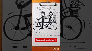 How to draw a Riding Bicycle two friends together reels shorts wordtoons drawing [upl. by Submuloc715]