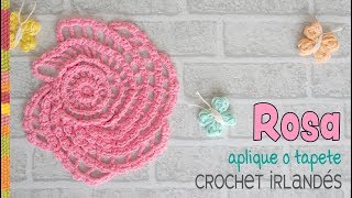 Rosa fácil tejida en crochet irlandés Tapete o aplique  Tejiendo Perú [upl. by Ingmar]