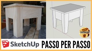 SketchUp progetto PASSO per PASSO di uno sgabello  Fai da te falegnameria e lavorazione del legno [upl. by Eissat]