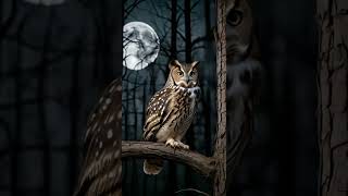 The Haunting Gaze Owl in the Midnight Forest  Scary Owl  Scary Owl Sound [upl. by Creedon80]