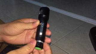 Elfeland 1201 XML T6 2000LM 5modes Zoomable LED Flashlight 18650AAA [upl. by Anneirda]