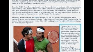 Doping in Tennis NadalFedererDjokovicMurray InfoOpinions [upl. by Llednar]