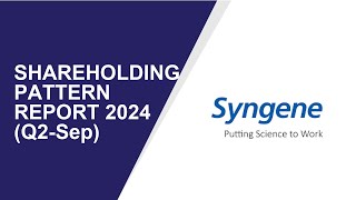 Syngene International Shareholding Pattern  Q2Sep Report 2024  Shareholders Latest Updates [upl. by Cornelie]