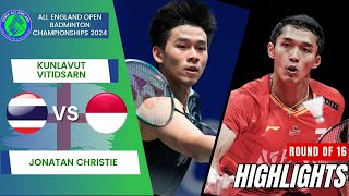 Kunlavut Vitidsarn THA vs Jonatan Christie INA  R16  All England Open 2024 [upl. by Attenaj]