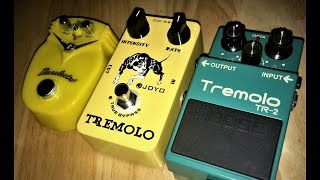 Tremolo Shoot Out  Episode 3 Boss TR2 Tremolo VS Danelectro Tuna Melt VS Joyo Tremolo [upl. by Aeynod]