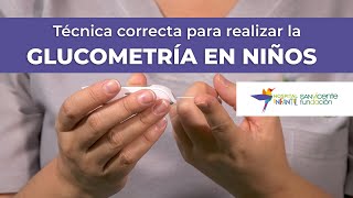 Técnica correcta para realizar la glucometría en los niños [upl. by Ispep]