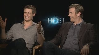 Max Irons amp Jake Abel on Shirtless Photo Shoots THE HOST Swapping Bodies amp more [upl. by Nava]