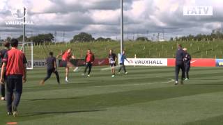 Manchester Uniteds Nick Powell scores a belter in England U21s training [upl. by Asenav]