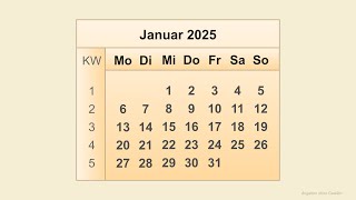 Kalender Januar 2025 [upl. by Agnese]