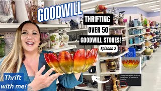 THE TOUR CONTINUES THRIFTING OVER 50 GOODWILL THRIFT STORES Thrift With Me Episode 2 [upl. by Chemesh]