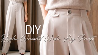 🌹DIY Wide Leg Pants  How To Make High Waisted Wide Leg Pants Trousers series [upl. by Guendolen]