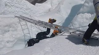 Everest Crevasse Fall amp Emergency Rescue [upl. by Airdnaxila]