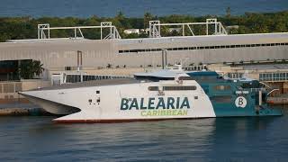 Balearia Caribbean Fast Ferry Boat at Port Everglades 4K [upl. by Faustus]