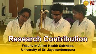 Research Contribution  Faculty of Allied Health Sciences University of Sri Jayewardenepura [upl. by Airamasor]