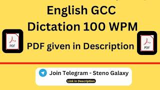 GCC English Dictation 100 WPM  English General  gccdictations gcc [upl. by Alurd410]