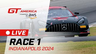 LIVE  Race 1  Indianapolis  GT America powered by AWS 2024 [upl. by Aryamo]