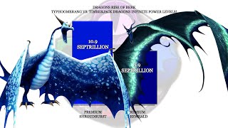 Typhoomerang vs Timberjack Infinite power levels  httyd  Dragons Rise of Berk [upl. by Ecnerwaled847]