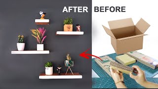 How to Make a Minimalist Wall Shelf from Recycled Cardboard  DIY Home Decor  upcycling 101 [upl. by Jez]