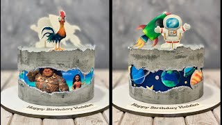 Moana amp Maui Cake  OuterSpace Cake  Fault Line Cake  Concrete Cake [upl. by Elehcim]