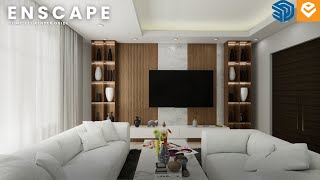 SketchUp Interior Design 8 Living Room Design And Enscape Render [upl. by Kit]