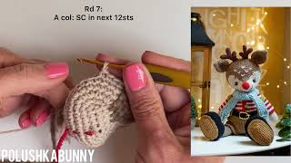 Crocheted Reindeer  Head pattern PolushkaBunny [upl. by Kalb]