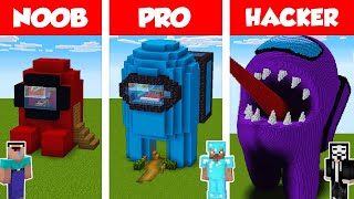 Minecraft NOOB vs PRO vs HACKER AMONG US HOUSE BUILD CHALLENGE in Minecraft  Animation [upl. by Ursulette653]