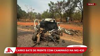 Carro bate de frente com caminhão na MG420 [upl. by Akila]