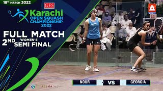 NOUR Vs GEORGIA  Womens 2nd SemiFinal  GFS Karachi Open Squash Championship 2022 ASports [upl. by Ennyleuqcaj]