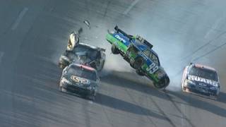 Carl Edwards goes airborne into fence as Brad Keselowski scores first Cup Series win  NASCAR [upl. by Skye]