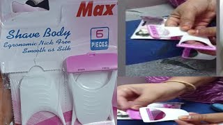 Max shave Body Razor REVIEW UNBOXING in Hindi Venus razor hand waxing shave RazorBody Hair Remove [upl. by Bartosch]