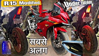 R15 v4 modified  R15 undertail light  r15 backlight  R15 Exhaust Sound 🔥🔥 [upl. by Orelie]