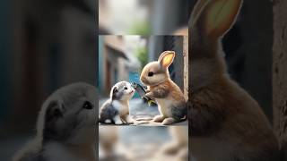 😺kitten and Rabbit 🐰😿friendship kitten cats aicat funny shortvideo family short [upl. by Nodnelg]