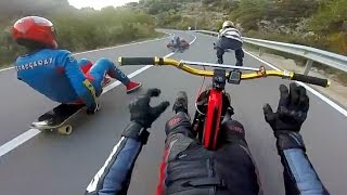 Extreme Downhill Drift Trike Street Luge amp Inline Skating [upl. by Lerrehs965]