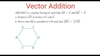 VECTOR ADDITION For A Regular Hexagon Find Vectors CD amp BE [upl. by Boys]