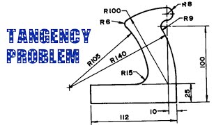 TANGENCY PROBLEM 6  Tangency  Tangency problems  Engineering drawing  Technical drawing [upl. by Shirleen]