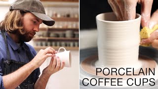 How to Throw Trim and Handle a Porcelain Coffee Cup [upl. by Agnimod]