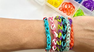 Easy Rubber Band Bracelet Single Chain With 2 Fingers  no loom [upl. by Amando940]