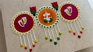 गौरी गणपती 🙏🏻🌺🌹रांगोळी Gauri pujan rangoli laxmi paul rangoli gaurai rangoli [upl. by Gemma375]